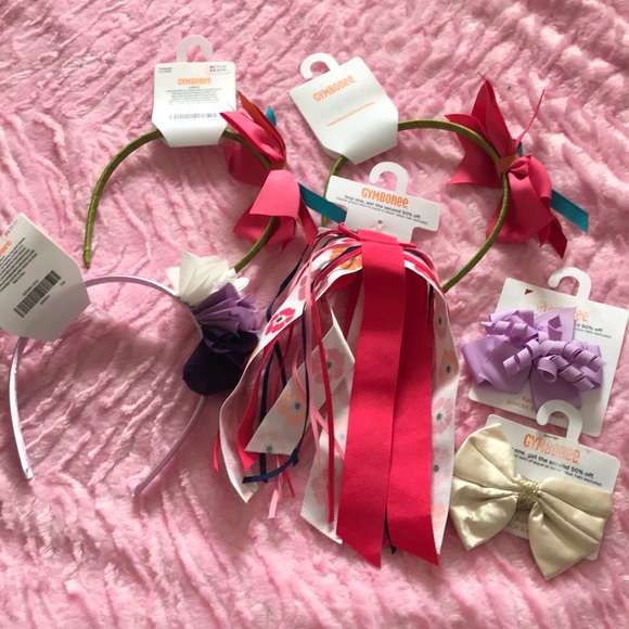 Gymboree NWT 2 piece Red Pink SWEATER BOW METAL CLIPS DRESS HAIR ACCESSORY ~ OS